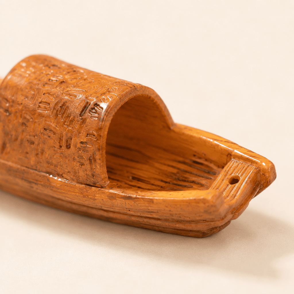 Miniature Chinese Cabin Boat Resin Model – River Sampan 4.1 cm - Ocean Relic Studio- Handcrafted Wooden Ship Model