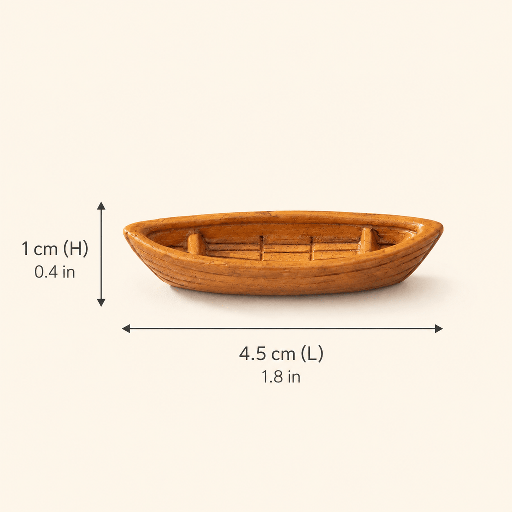 Miniature Rowboat Resin Model – Open Hull Wooden Boat 4.5 cm - Ocean Relic Studio- Handcrafted Wooden Ship Model