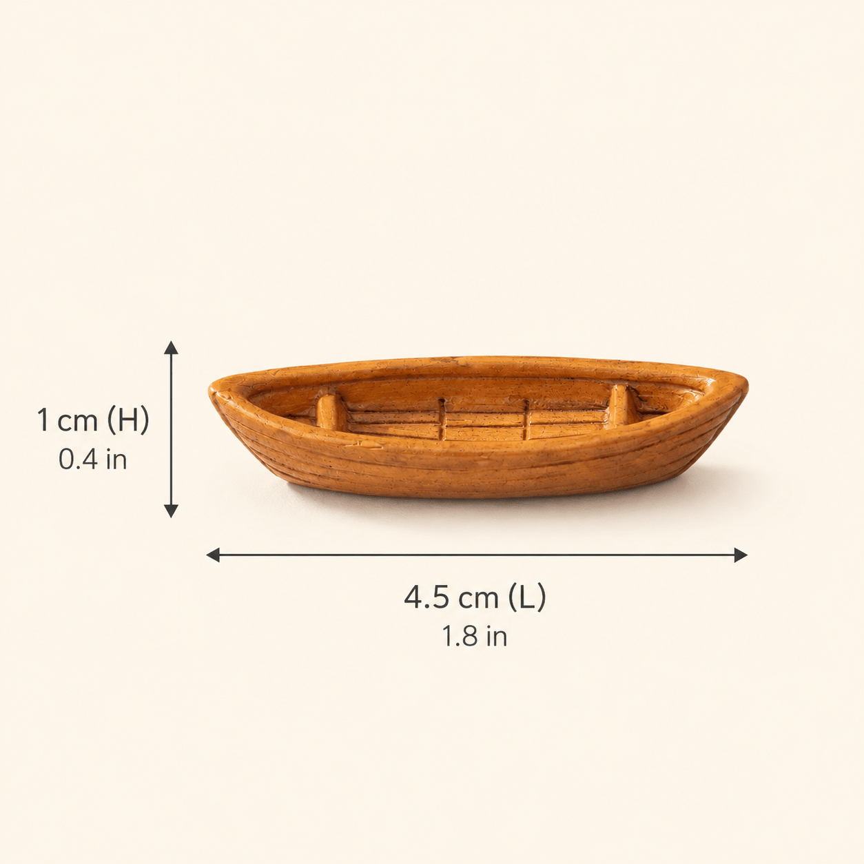 Miniature Rowboat Resin Model – Open Hull Wooden Boat 4.5 cm - Ocean Relic Studio- Handcrafted Wooden Ship Model