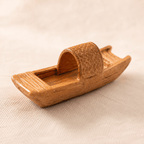 Miniature Wicker Boat Resin Model – Chinese River Vessel 4.7 cm - Ocean Relic Studio- Handcrafted Wooden Ship Model
