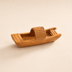 Miniature Wicker Boat Resin Model – Chinese River Vessel 4.7 cm - Ocean Relic Studio- Handcrafted Wooden Ship Model