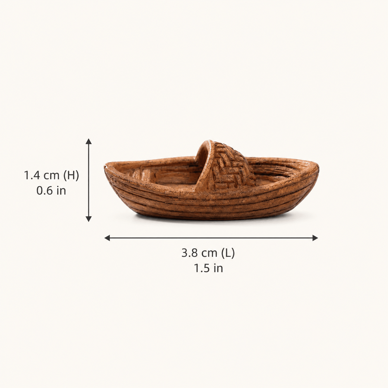 Miniature Wicker Fishing Boat Resin Model – Round Hull River Boat 3.8 cm - Ocean Relic Studio- Handcrafted Wooden Ship Model