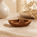 Miniature Wicker Fishing Boat Resin Model – Round Hull River Boat 3.8 cm - Ocean Relic Studio- Handcrafted Wooden Ship Model