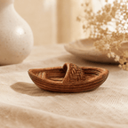 Miniature Wicker Fishing Boat Resin Model – Round Hull River Boat 3.8 cm - Ocean Relic Studio- Handcrafted Wooden Ship Model