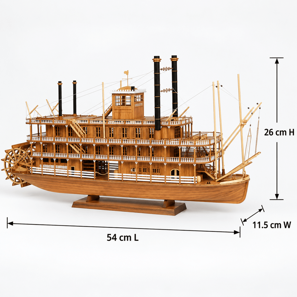 Mississippi 1870 Paddle Steamer Wooden Model Kit – Premium 54 cm - Ocean Relic Studio