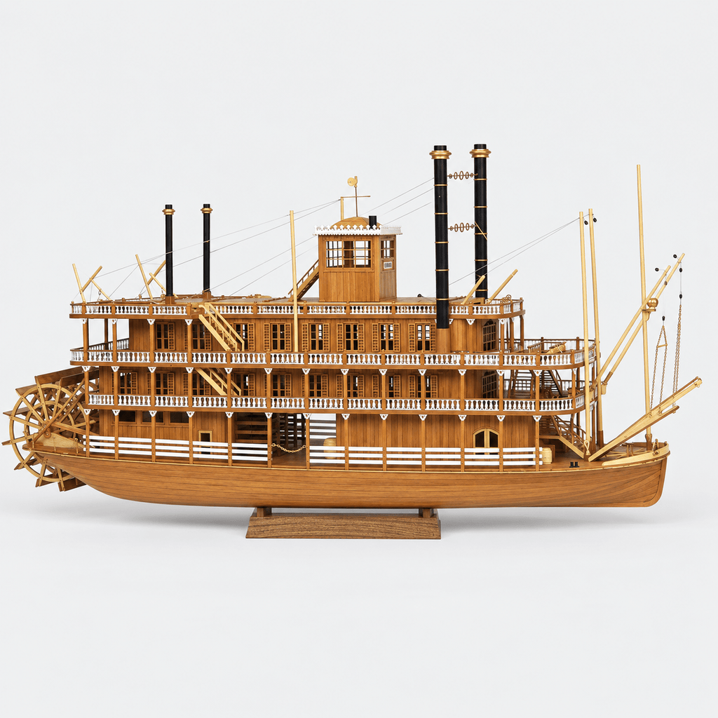 Mississippi 1870 Paddle Steamer Wooden Model Kit – Premium 54 cm - Ocean Relic Studio