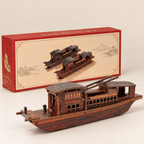 Nanhu Red Boat Wooden Ship Model – Classic 22 cm - Ocean Relic Studio
