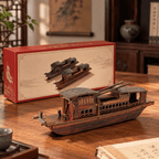 Nanhu Red Boat Wooden Ship Model – Classic 22 cm - Ocean Relic Studio