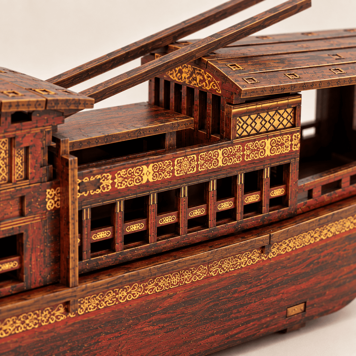Nanhu Red Boat Wooden Ship Model – Classic 38 cm - Ocean Relic Studio