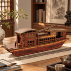 Nanhu Red Boat Wooden Ship Model – Classic 38 cm - Ocean Relic Studio