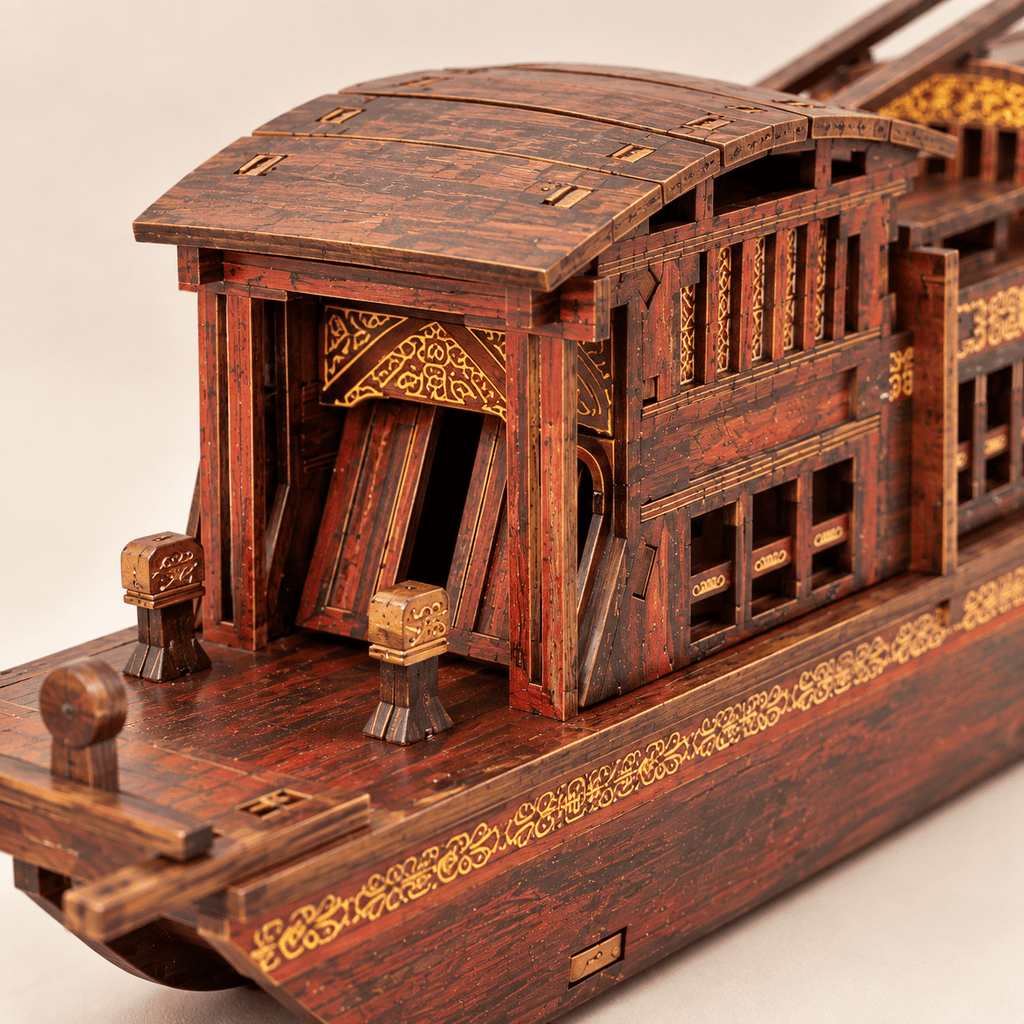 Nanhu Red Boat Wooden Ship Model – Classic 38 cm - Ocean Relic Studio