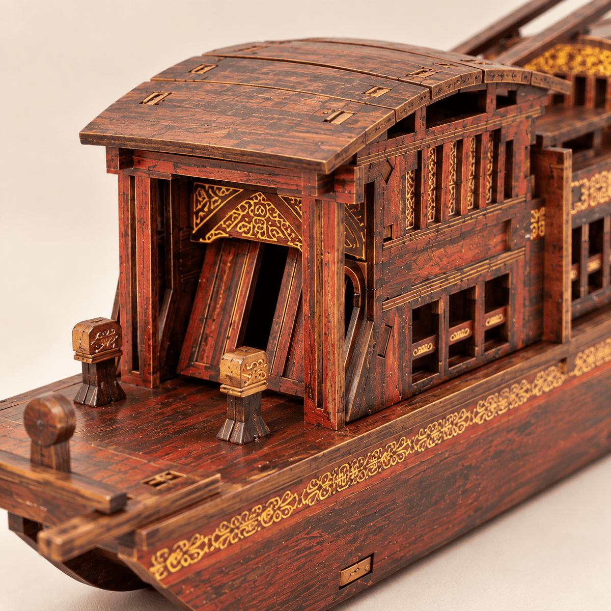 Nanhu Red Boat Wooden Ship Model – Classic 38 cm - Ocean Relic Studio