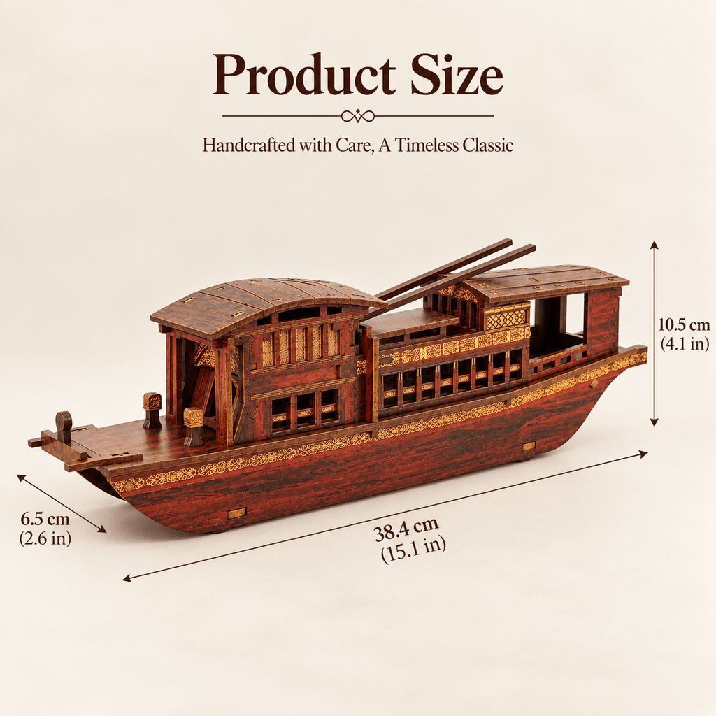 Nanhu Red Boat Wooden Ship Model – Classic 38 cm - Ocean Relic Studio