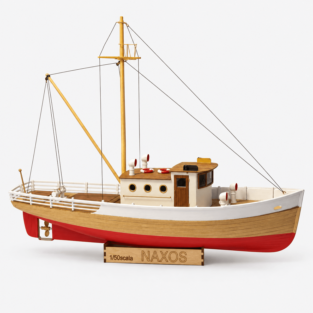 Naxos Fishing Boat Wooden Ship Model Kit – Classic 33 cm - Ocean Relic Studio