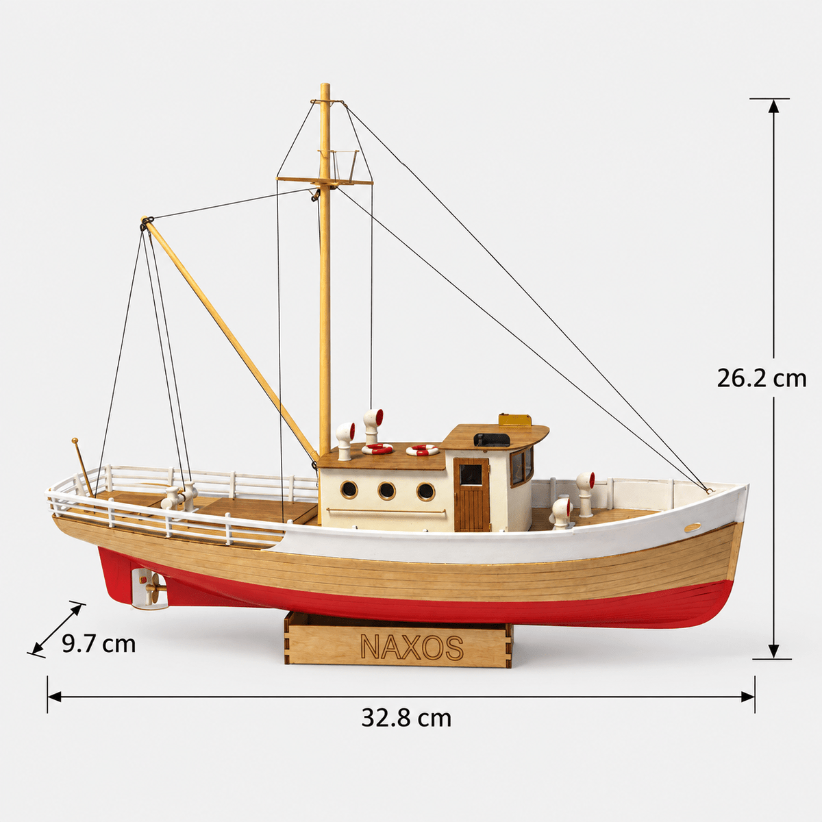Naxos Fishing Boat Wooden Ship Model Kit – Classic 33 cm - Ocean Relic Studio