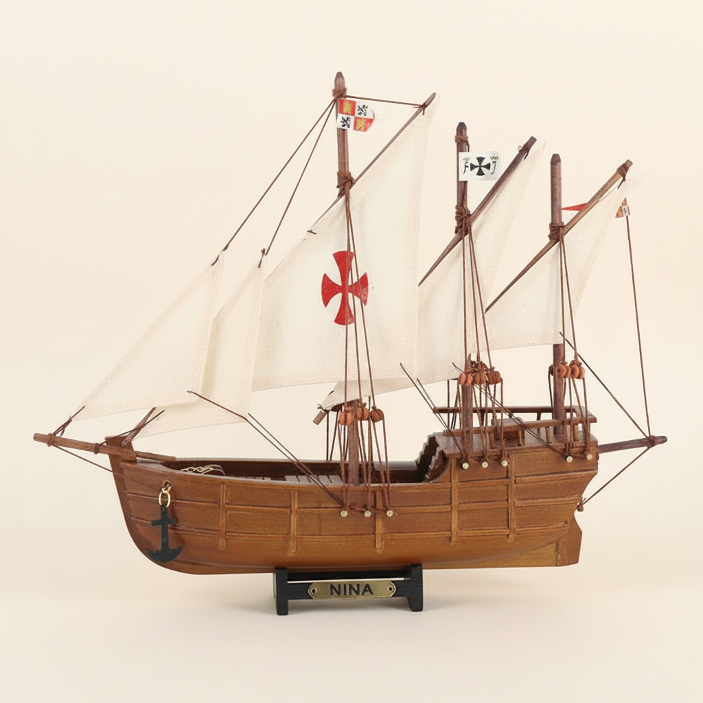 Mô hình tàu gỗ Niña – Tàu buồm Caravel của Columbus năm 1492  