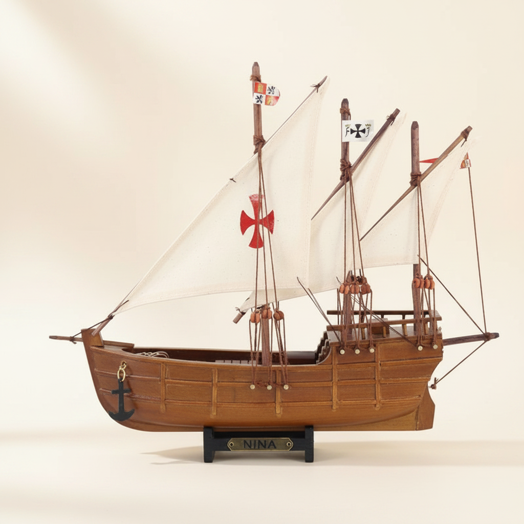 Mô hình tàu gỗ Niña – Tàu buồm Caravel của Columbus năm 1492  