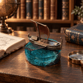 Odyssey Warship Hand-Painted Resin Ship Model with Ocean Base - Ocean Relic Studio