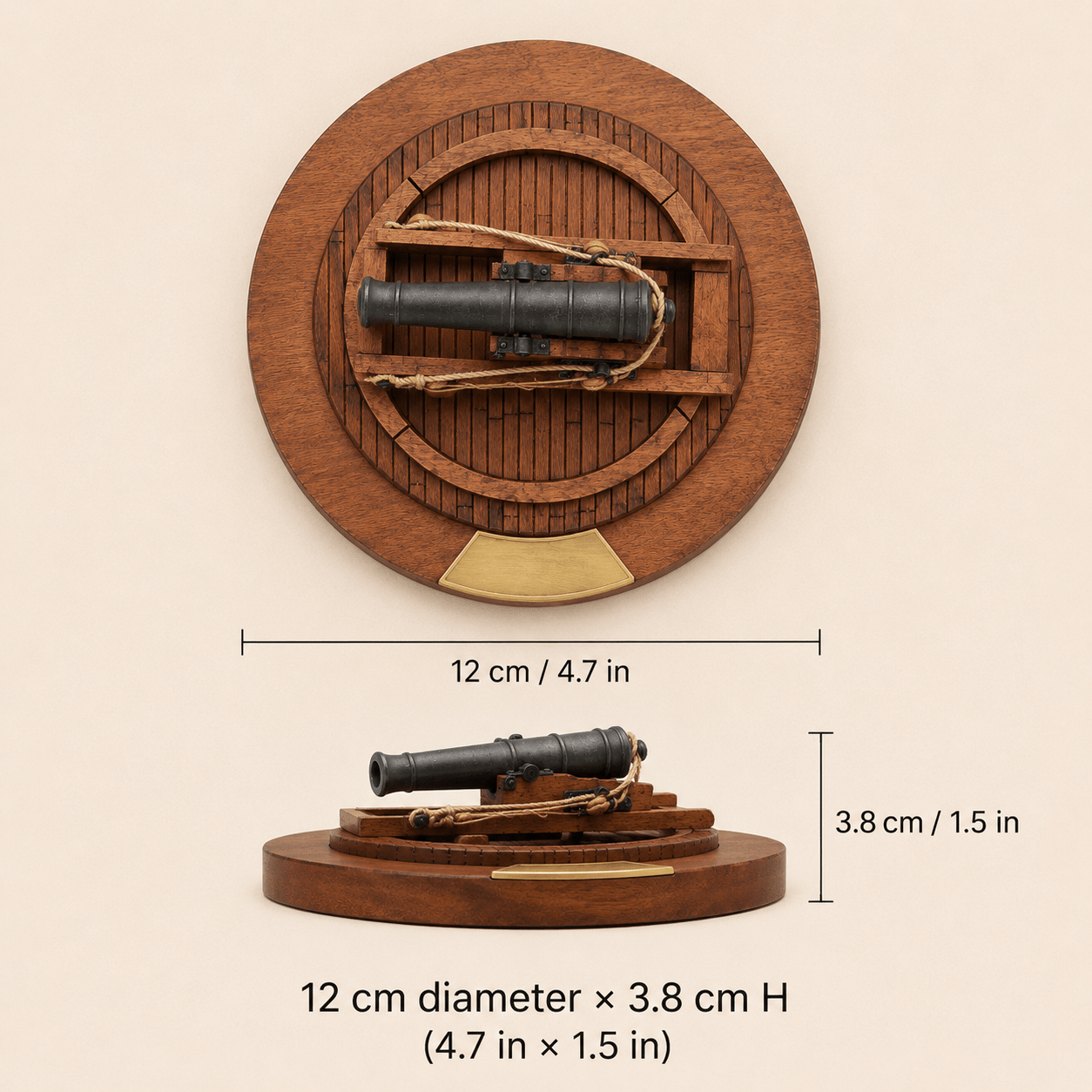 Oneida 32-Pound Naval Cannon Turret Wooden Model Kit – 1:50 Scale Gun Platform - Ocean Relic Studio- Handcrafted Wooden Ship Model