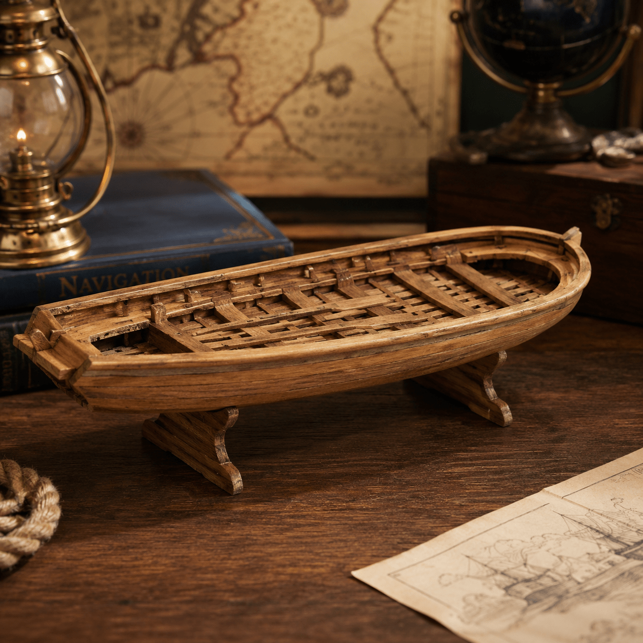 Peter the Great Flagship Lifeboat Wooden Ship Model Kit – 1:50 Scale - Ocean Relic Studio- Handcrafted Wooden Ship Model