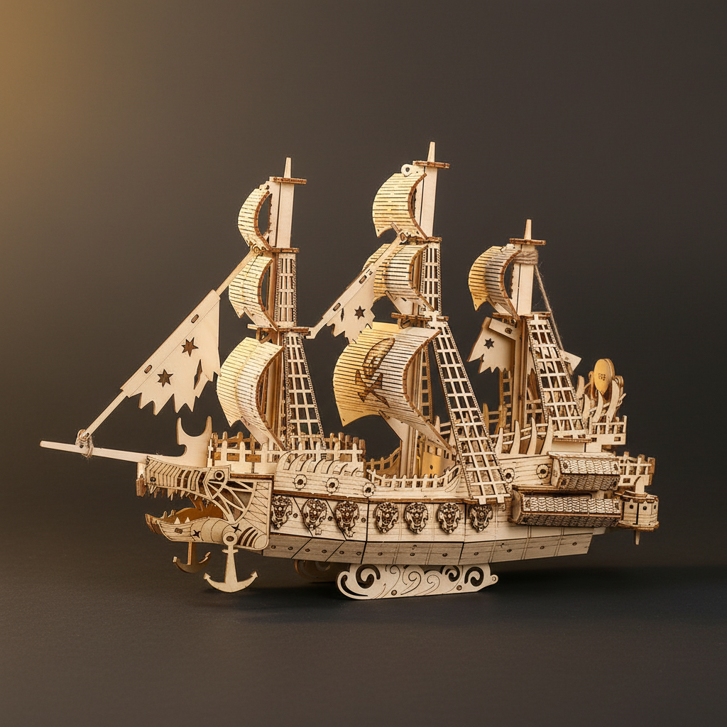 Flying Dutchman Model Kit — 269-Piece Wooden Ship Puzzle
