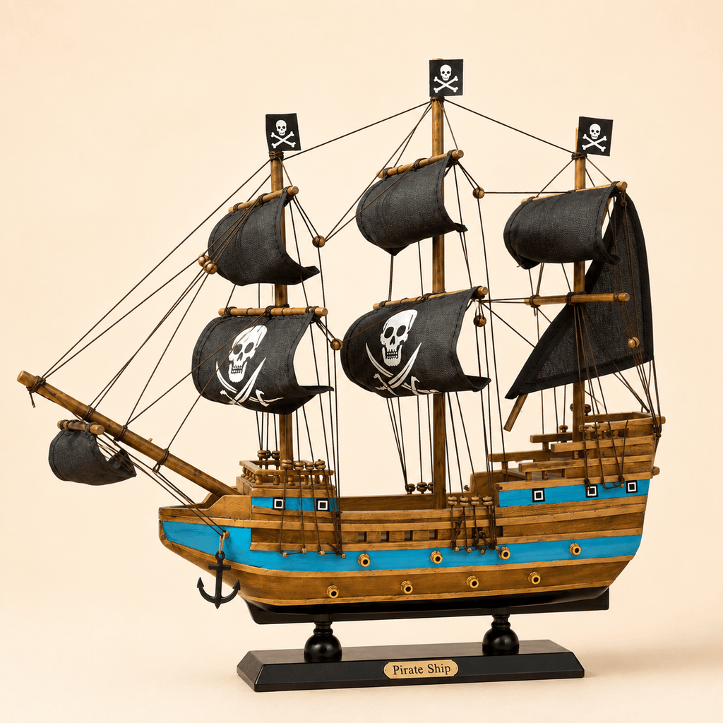 Pirate Ship Wooden Ship Model – Classic 38 cm - Ocean Relic Studio- Handcrafted Wooden Ship Model