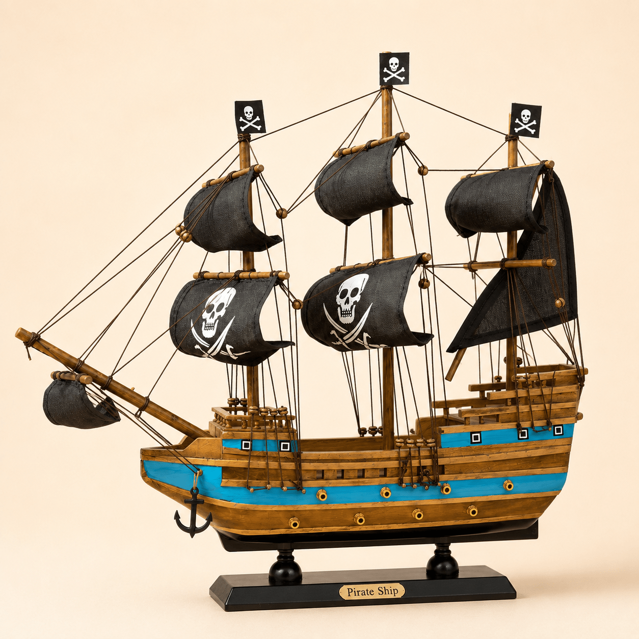 Pirate Ship Wooden Ship Model – Classic 38 cm - Ocean Relic Studio- Handcrafted Wooden Ship Model