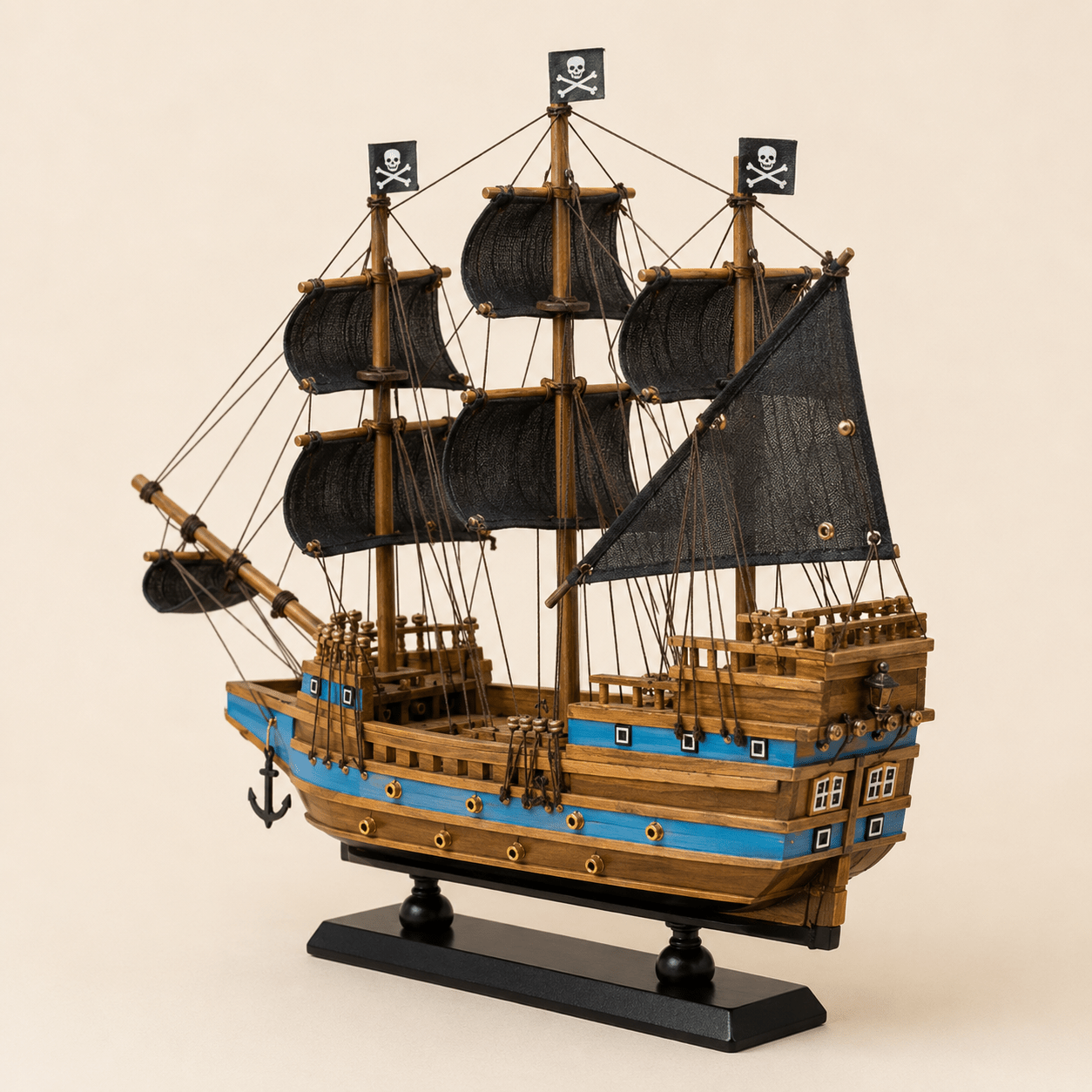 Pirate Ship Wooden Ship Model – Classic 38 cm - Ocean Relic Studio- Handcrafted Wooden Ship Model