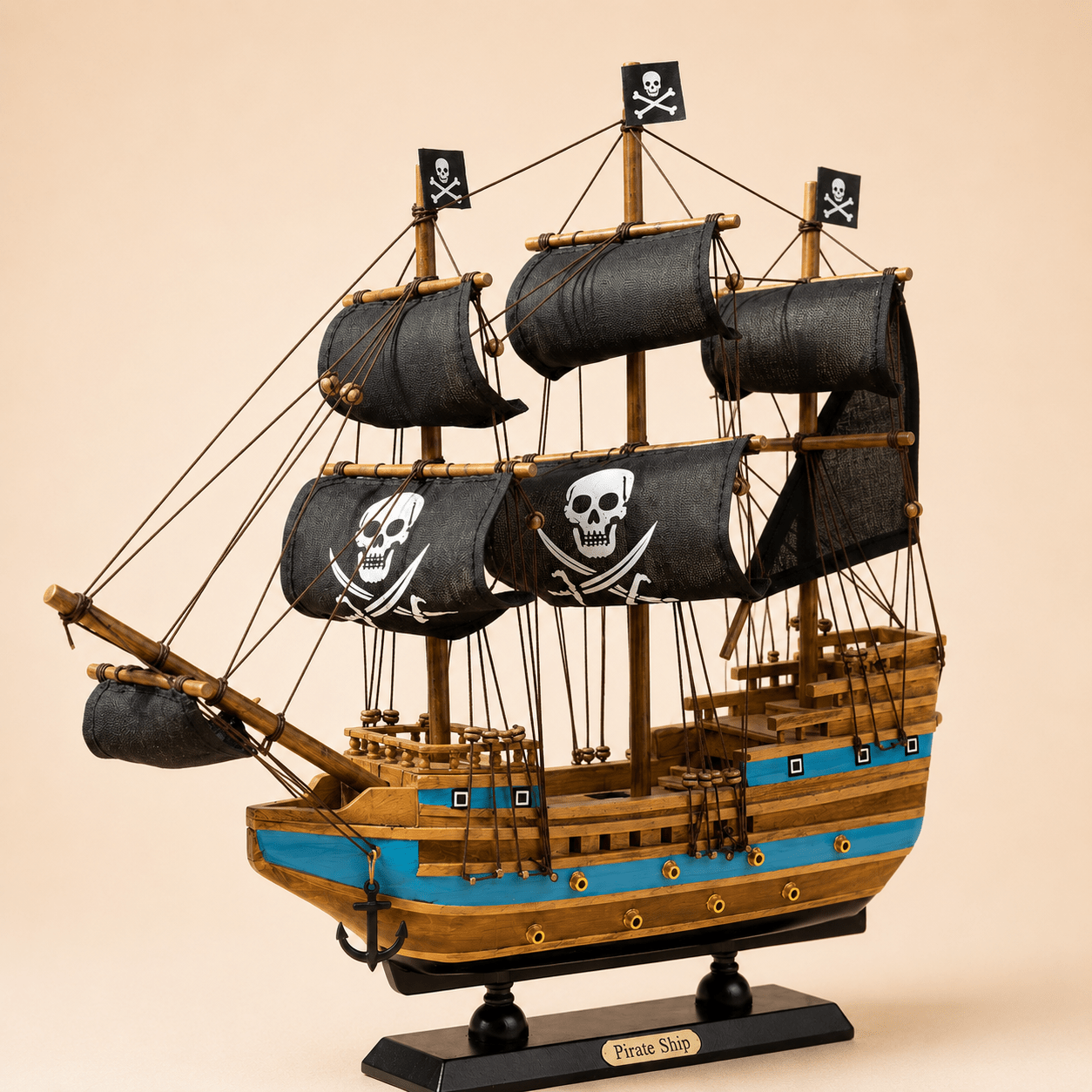 Pirate Ship Wooden Ship Model – Classic 38 cm - Ocean Relic Studio- Handcrafted Wooden Ship Model