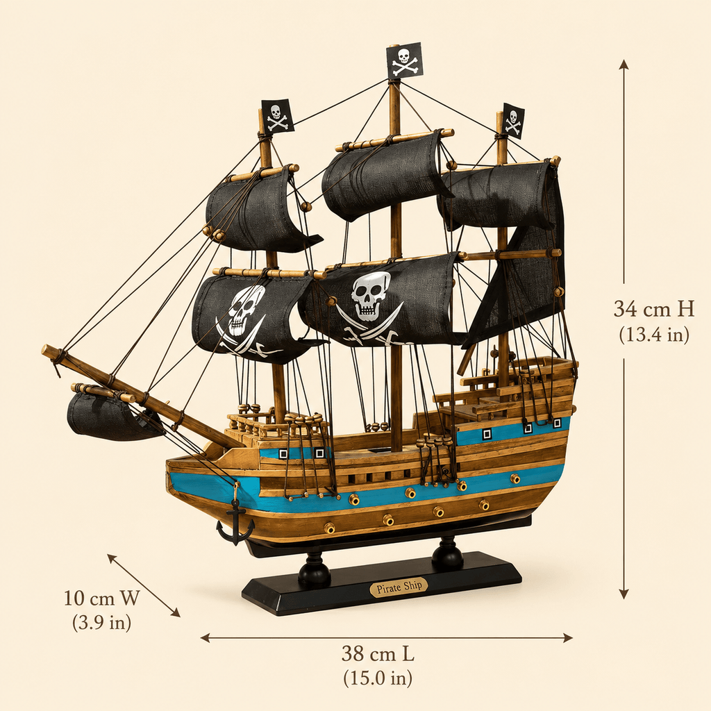 Pirate Ship Wooden Ship Model – Classic 38 cm - Ocean Relic Studio- Handcrafted Wooden Ship Model