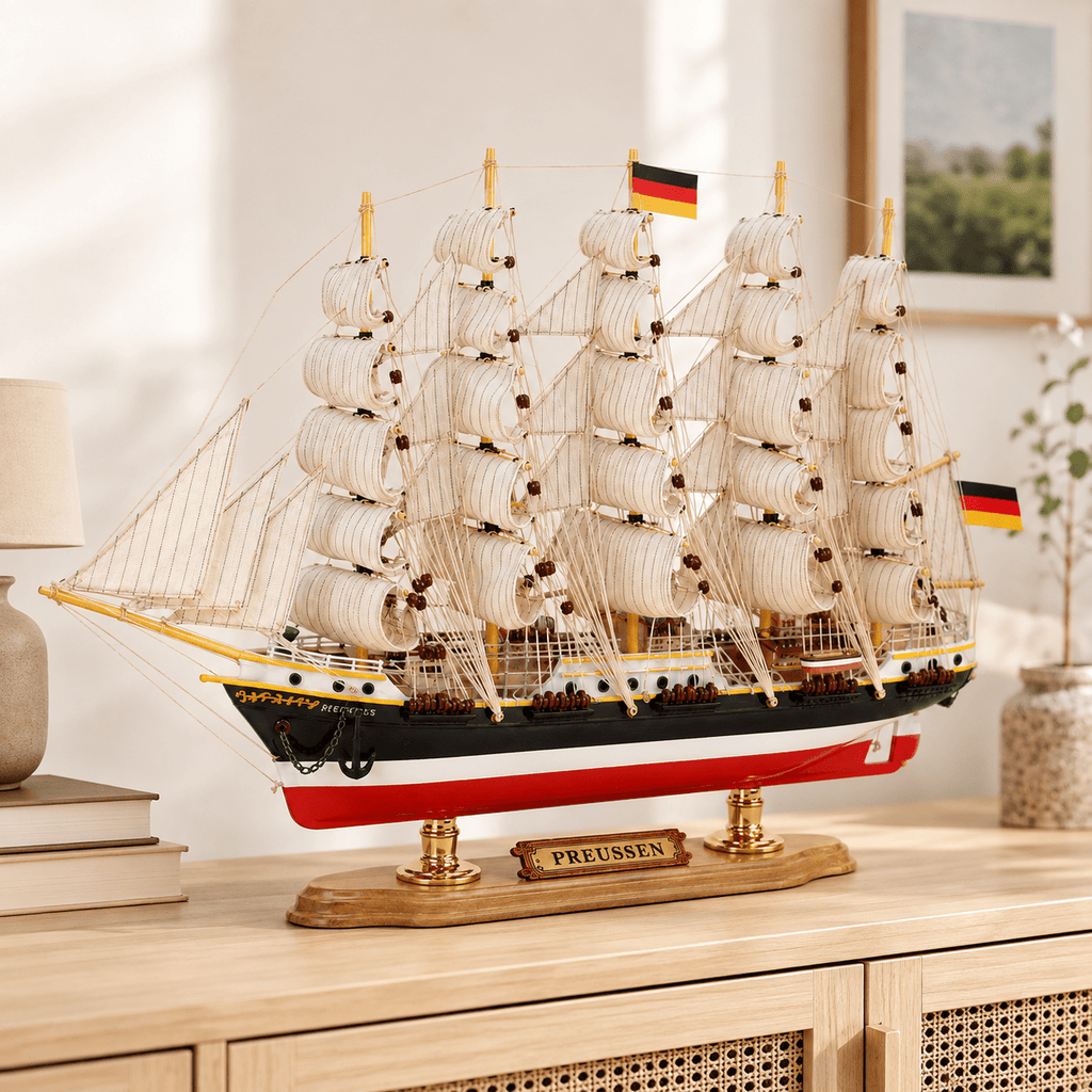 Preussen Wooden Ship Model – Premium 52 cm - Ocean Relic Studio