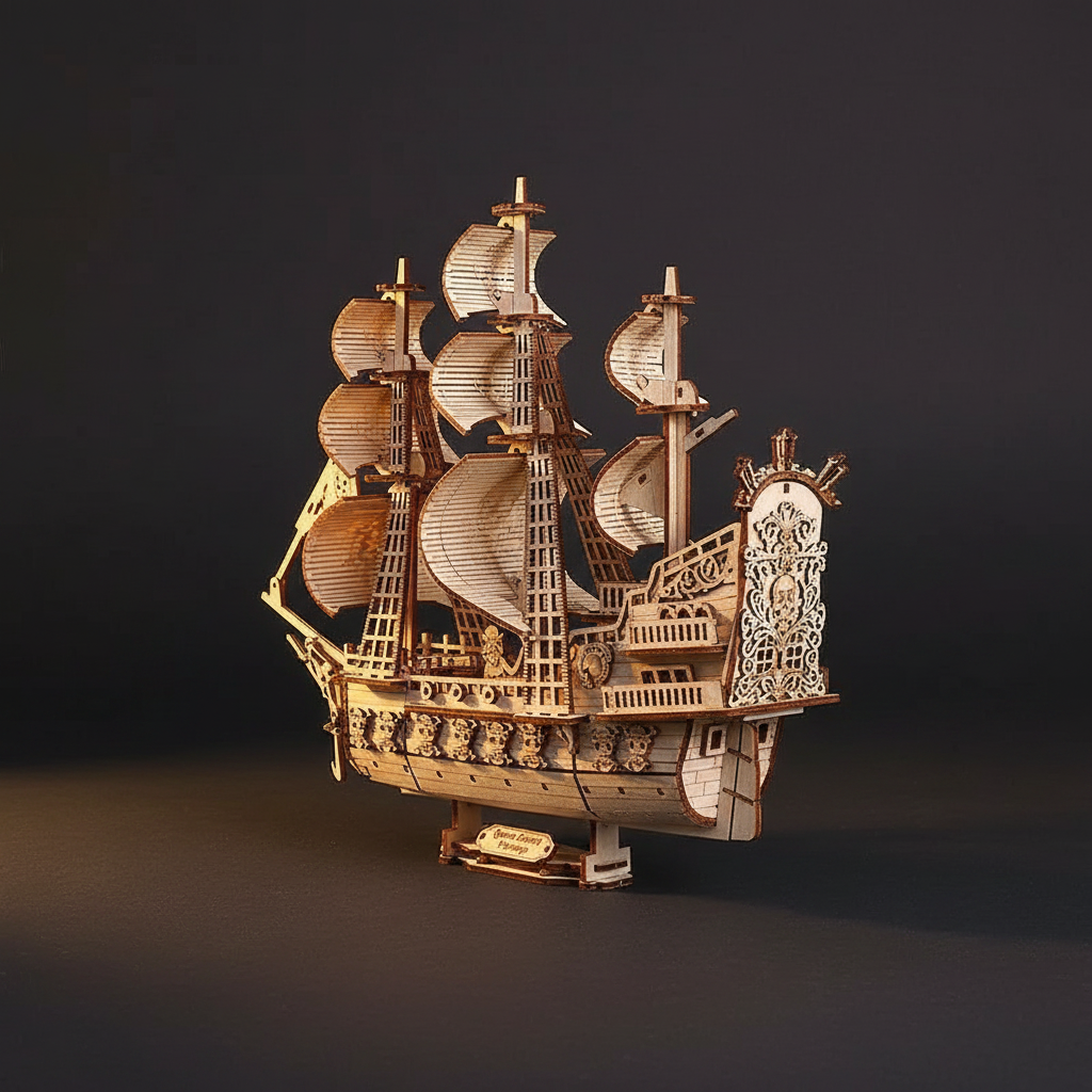 Queen Anne's Revenge Model Kit — 290-Piece Wooden Ship Puzzle