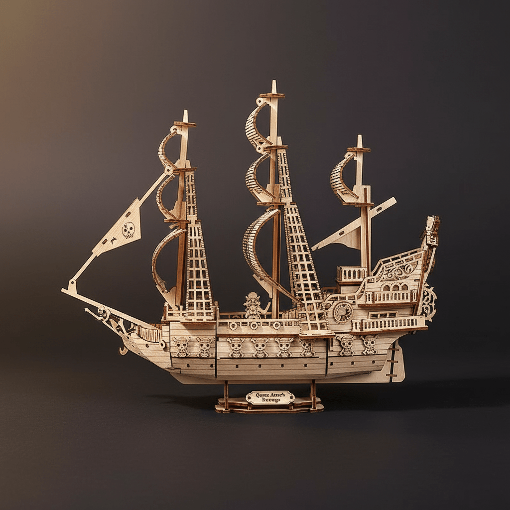 Kit del modello Queen Anne’s Revenge — puzzle navale in legno da 290 pezzi - Ocean Relic Studio