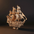 クイーン・アンズ・リベンジ模型キット — 290ピース木製船パズル - Ocean Relic Studio