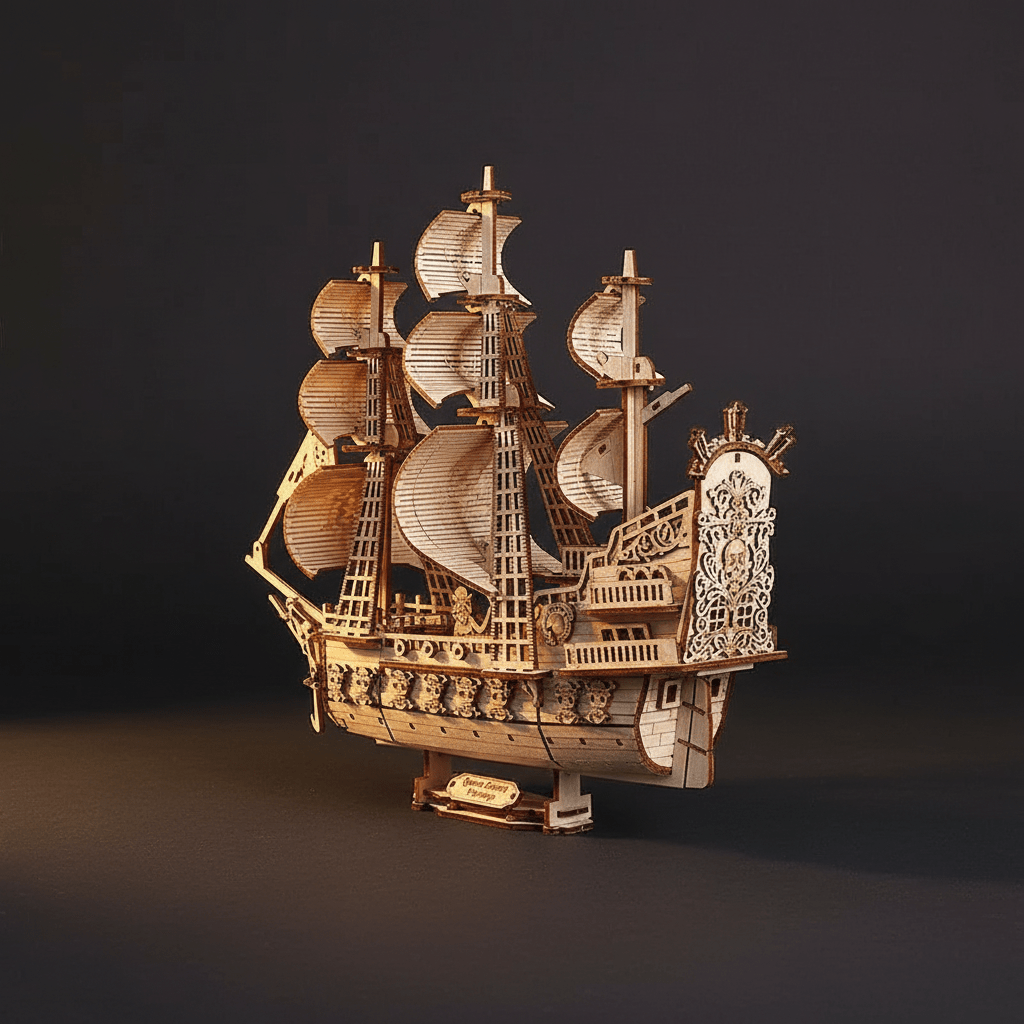 Kit del modello Queen Anne’s Revenge — puzzle navale in legno da 290 pezzi - Ocean Relic Studio