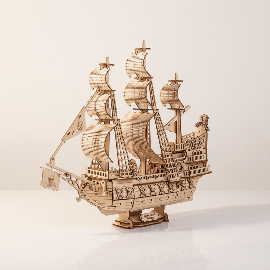 Queen Anne's Revenge Wooden Ship Model Kit – 290-Piece 3D Puzzle - Ocean Relic Studio