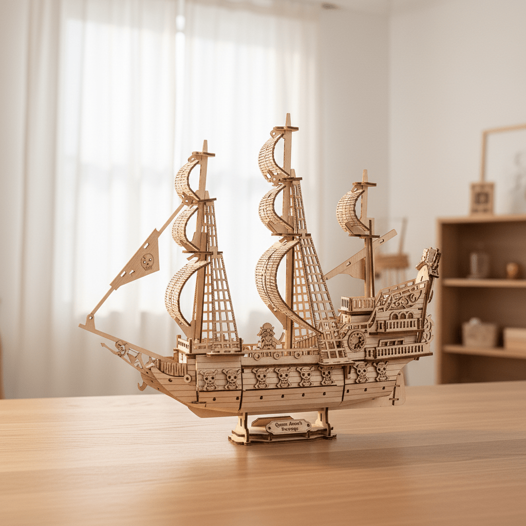 Queen Anne's Revenge Wooden Ship Model Kit – 290-Piece 3D Puzzle - Ocean Relic Studio