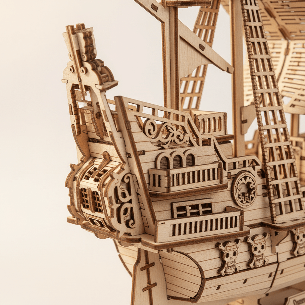 Queen Anne's Revenge Wooden Ship Model Kit – 290-Piece 3D Puzzle - Ocean Relic Studio