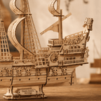 Queen Anne's Revenge Wooden Ship Model Kit – 290-Piece 3D Puzzle - Ocean Relic Studio- Handcrafted Wooden Ship Model