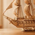 Queen Anne's Revenge Wooden Ship Model Kit – 290-Piece 3D Puzzle - Ocean Relic Studio- Handcrafted Wooden Ship Model