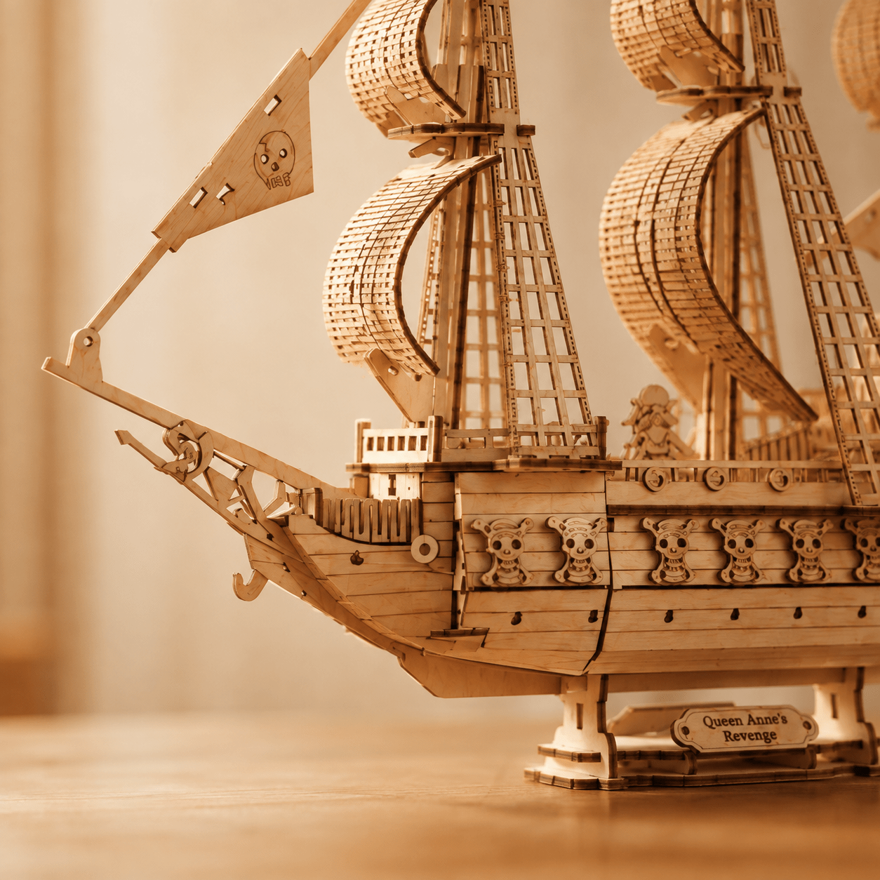 Queen Anne's Revenge Wooden Ship Model Kit – 290-Piece 3D Puzzle - Ocean Relic Studio- Handcrafted Wooden Ship Model
