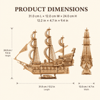 Queen Anne's Revenge Wooden Ship Model Kit – 290-Piece 3D Puzzle - Ocean Relic Studio- Handcrafted Wooden Ship Model