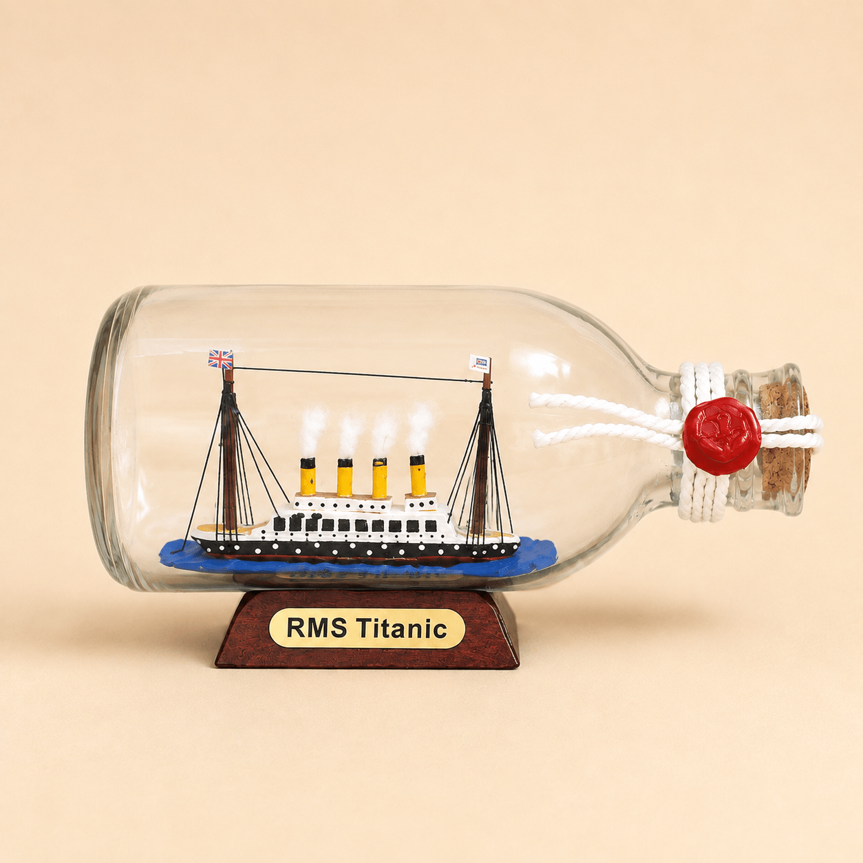 RMS Titanic Ship in a Bottle Model – Classic 14.5 cm - Ocean Relic Studio- Handcrafted Wooden Ship Model