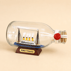 RMS Titanic Ship in a Bottle Model – Classic 14.5 cm - Ocean Relic Studio- Handcrafted Wooden Ship Model