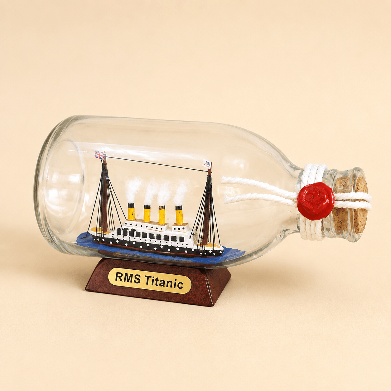 RMS Titanic Ship in a Bottle Model – Classic 14.5 cm - Ocean Relic Studio- Handcrafted Wooden Ship Model