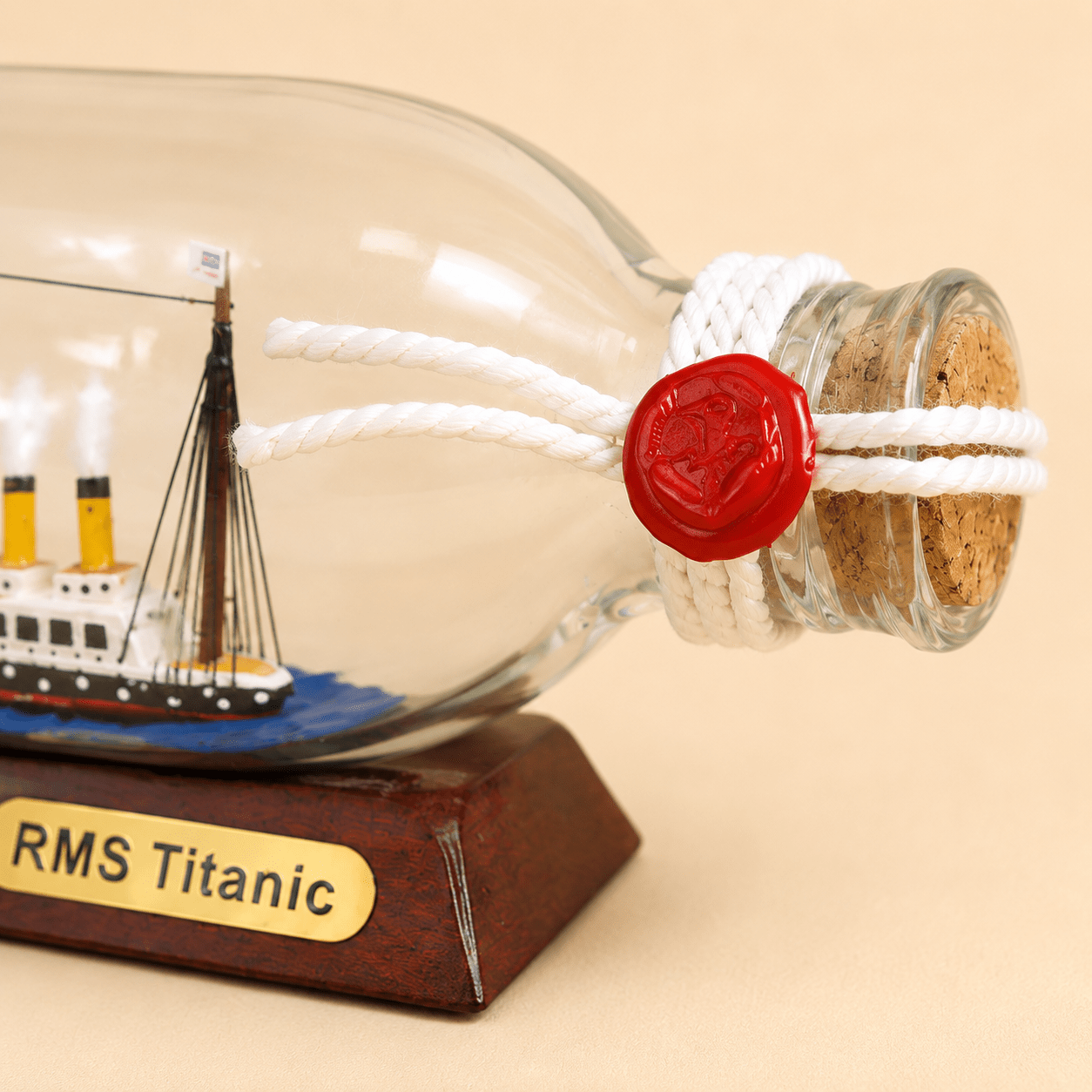 RMS Titanic Ship in a Bottle Model – Classic 14.5 cm - Ocean Relic Studio- Handcrafted Wooden Ship Model