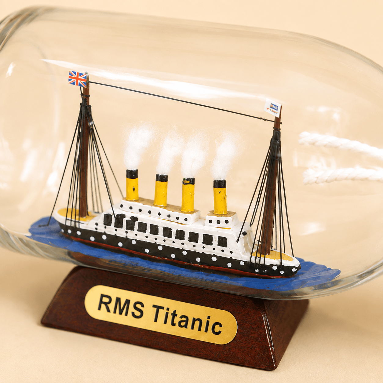 RMS Titanic Ship in a Bottle Model – Classic 14.5 cm - Ocean Relic Studio- Handcrafted Wooden Ship Model