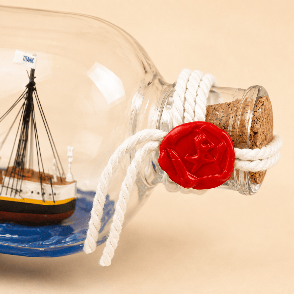 RMS Titanic Ship in a Bottle Model – Classic 24 cm - Ocean Relic Studio- Handcrafted Wooden Ship Model