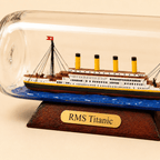 RMS Titanic Ship in a Bottle Model – Classic 24 cm - Ocean Relic Studio- Handcrafted Wooden Ship Model