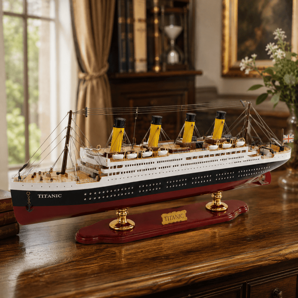 RMS Titanic Wooden Ship Model – Deluxe 80 cm - Ocean Relic Studio- Handcrafted Wooden Ship Model